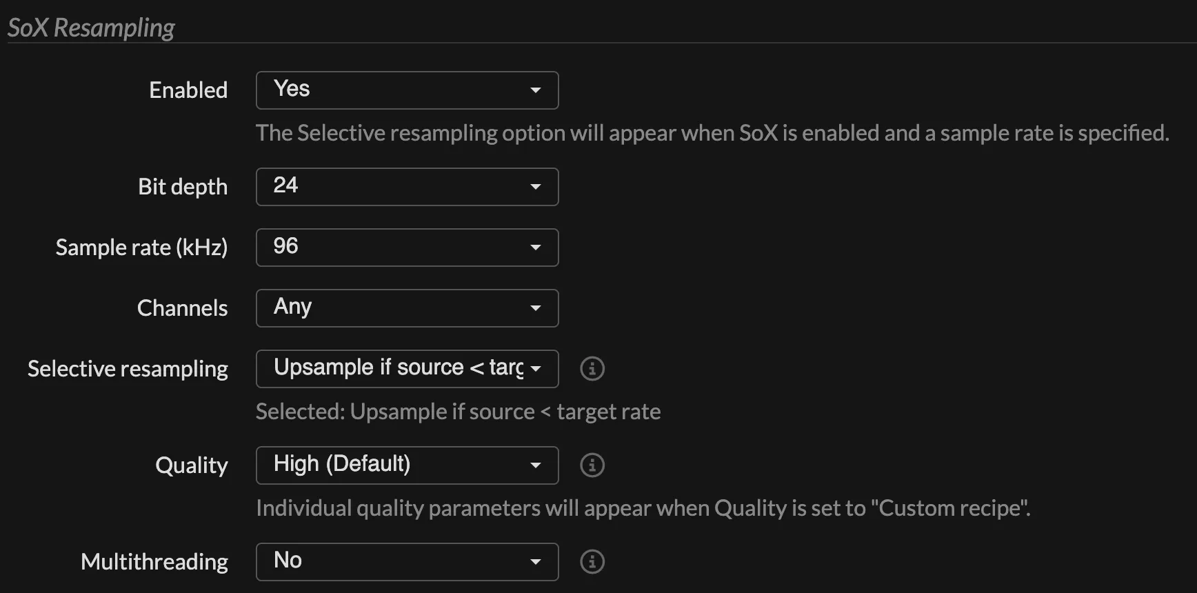 リサンプリング設定